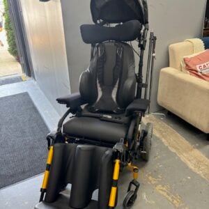 Quickie IRIS rigid frame tilt/recline wheelchair with efix power add-on, 16" wide