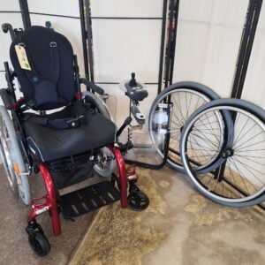 Ki Mobility 'Rogue' wheelchair with E-fix power wheels & std wheels; 15" wide