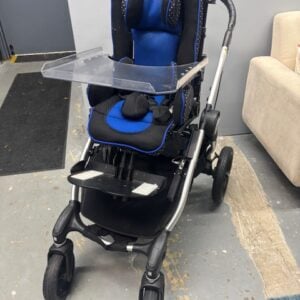 Zippie Voyage adaptive stroller with moderate seating, 11" wide (Kyle/Kelly using)