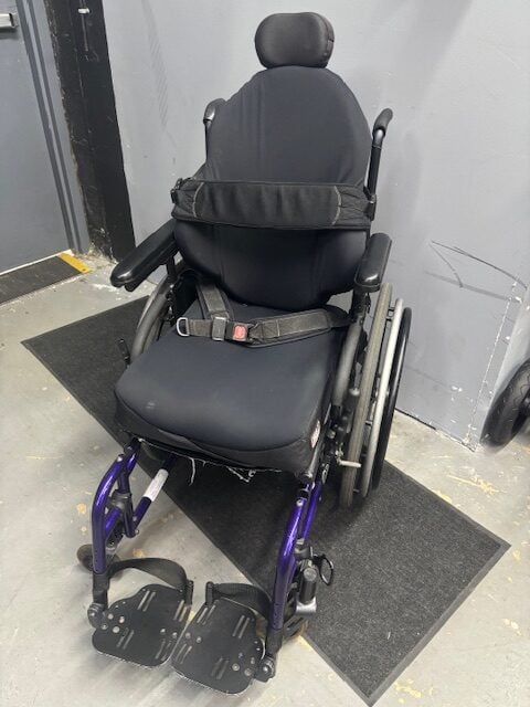 Quickie 2 folding manual wheelchair, with one arm drive on the left, 16" wide